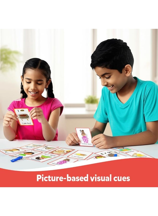 abley's Visual Communication Cards for Children with Autism, Educational Learning Aid with Keychain, 32 Expression Cards for Special Needs - Image 2